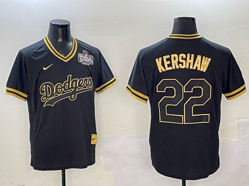 Men Los Angeles Dodgers #22 Kershaw Black Gold Game 2025 Nike MLB Jersey style 3253->chicago cubs->MLB Jersey